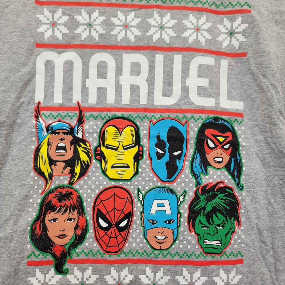Kids Marvel Avengers Holiday‎ Christmas Graphic T Shirt Grey Boys M/M